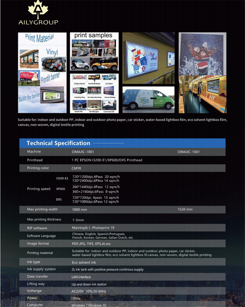  1.8m Format Eco Solvent Printer JY1801 1802