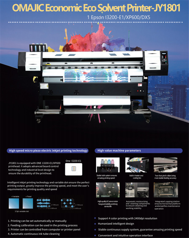 Impresora Eco Solvent JY1801 1802 de formato 1,8 m
