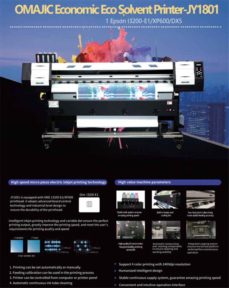 Imprimante éco-solvant au format 1,8 m JY1801 1802